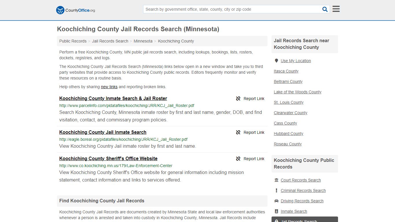 Jail Records Search - Koochiching County, MN (Jail Rosters ...